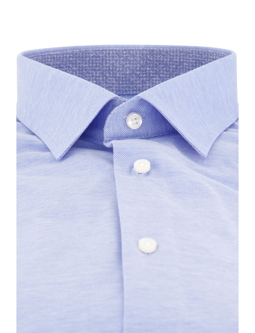 Slim fit Ledub stretch katoen overhemd lichtblauw
