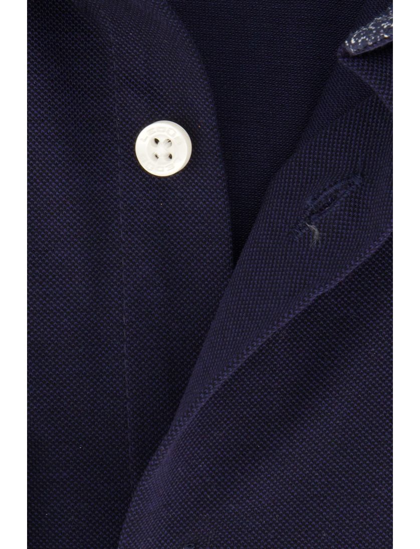 Ledub modern fit overhemd stretch donkerblauw katoen