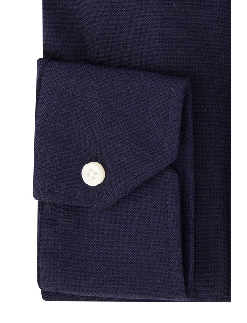 Ledub modern fit overhemd stretch donkerblauw katoen