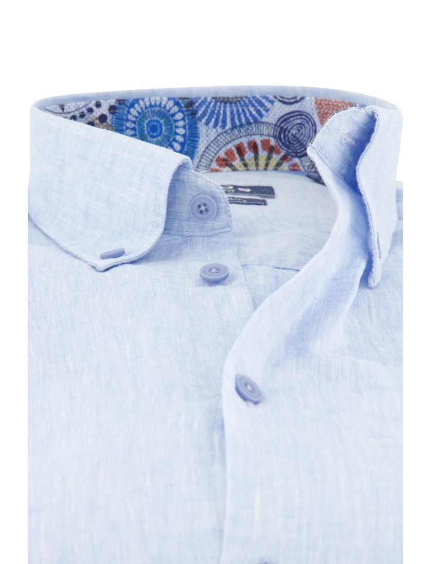 Linnen Ledub modern fit overhemd lichtblauw gemêleerd