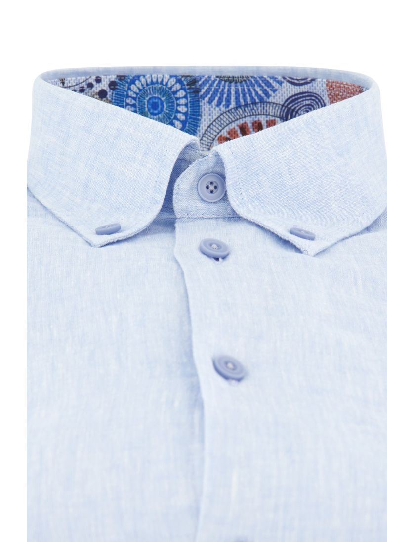 Linnen Ledub modern fit overhemd lichtblauw gemêleerd