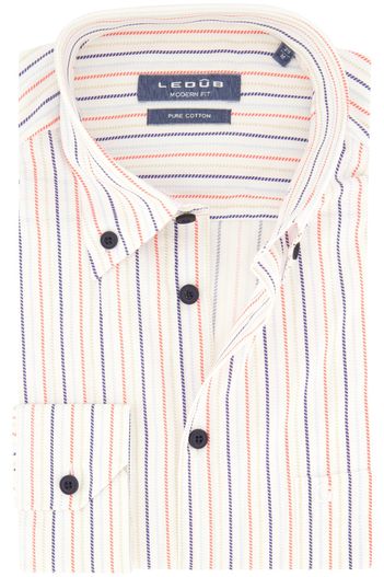 Ledub Wit Ledub overhemd gestreept modern fit katoen