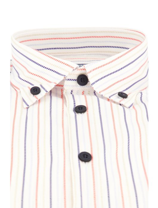 Button-down Ledub overhemd wit gestreept
