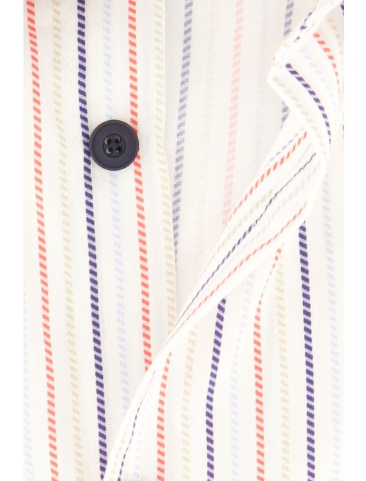 Button-down Ledub overhemd wit gestreept