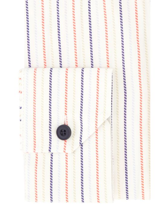 Button-down Ledub overhemd wit gestreept