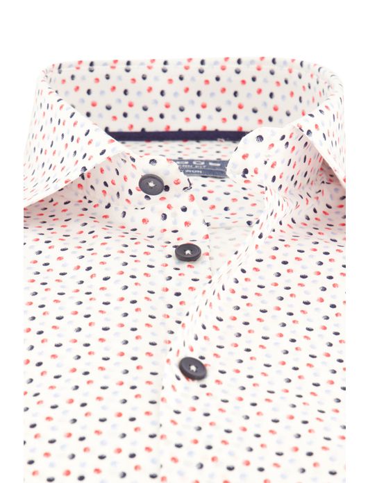 Easy Iron Ledub overhemd wit geprint