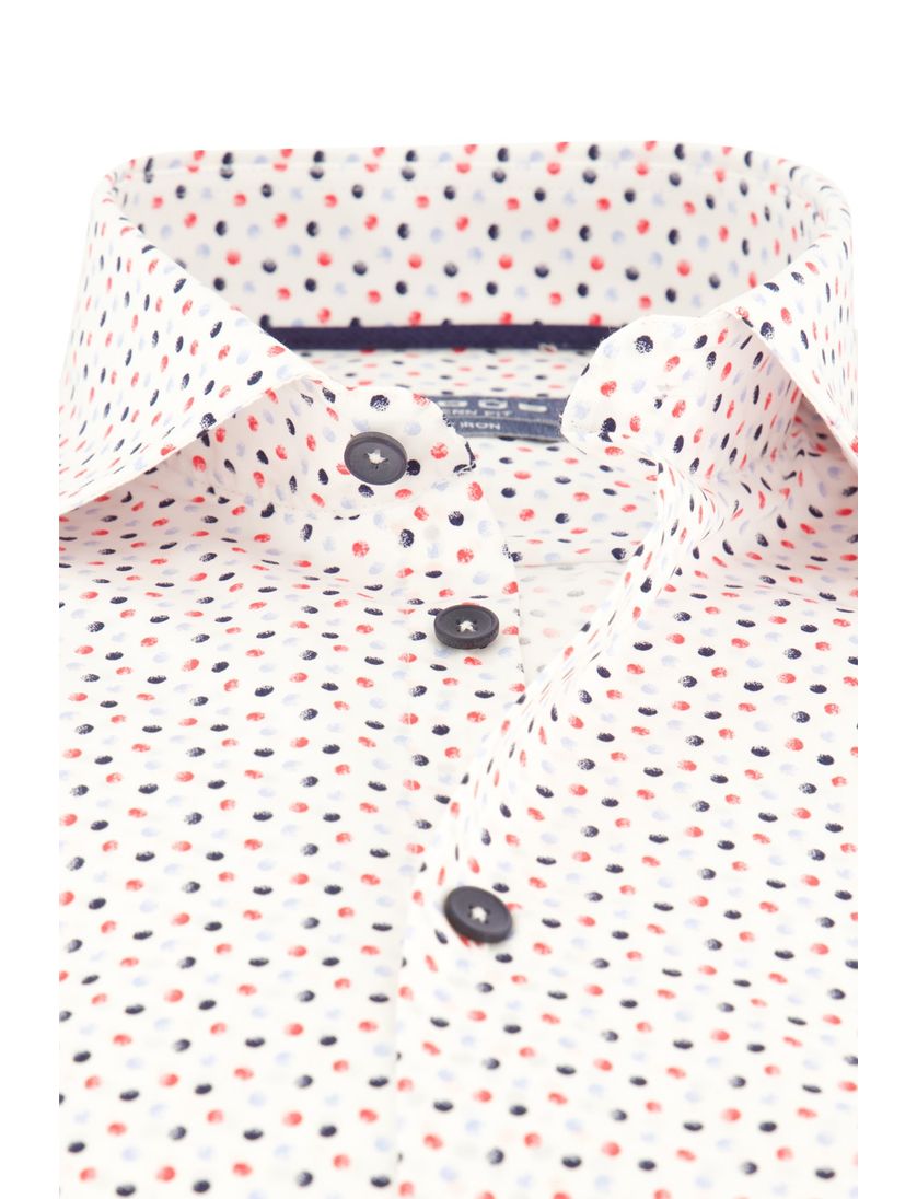 Modern fit easy iron Ledub overhemd katoen wit geprint