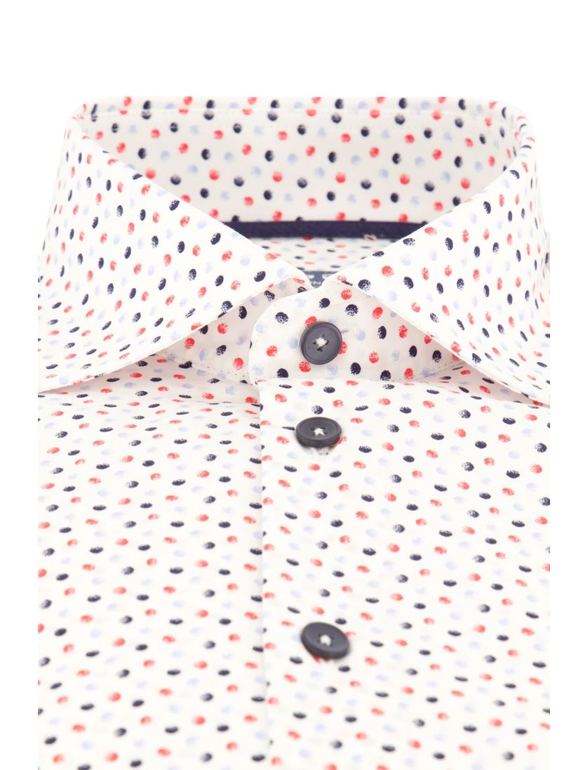 Modern fit easy iron Ledub overhemd katoen wit geprint