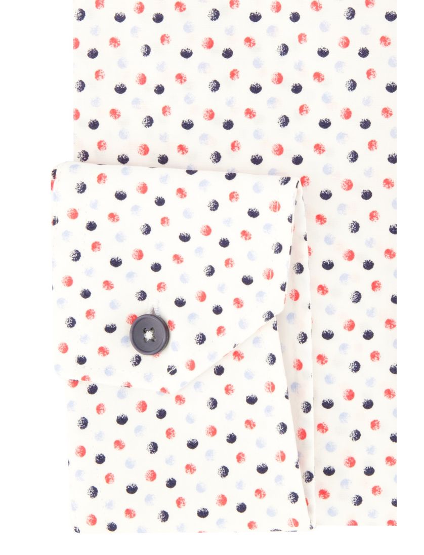 Modern fit easy iron Ledub overhemd katoen wit geprint