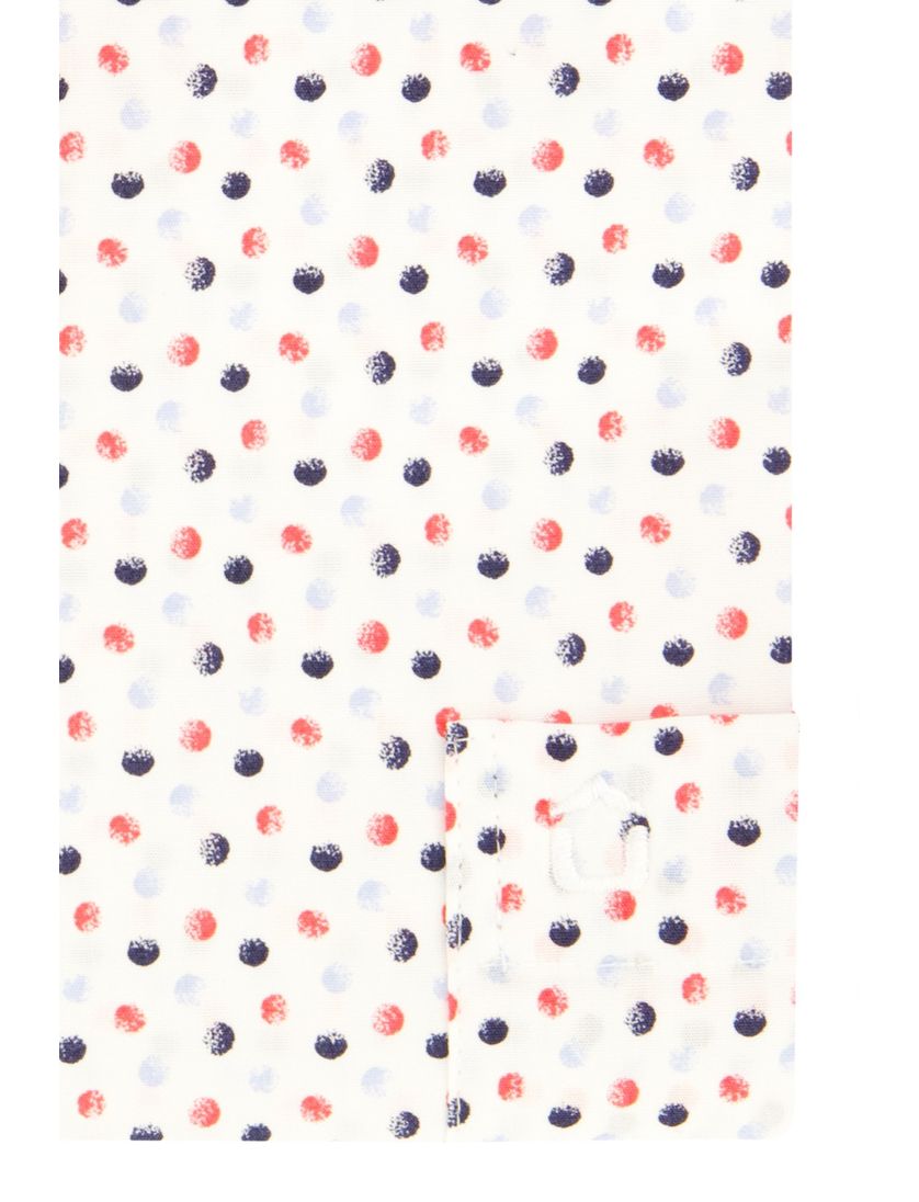 Modern fit easy iron Ledub overhemd katoen wit geprint