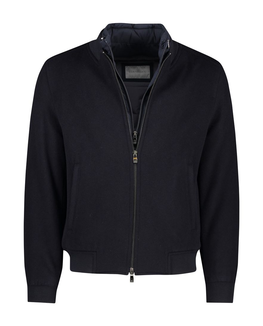 Corneliani jas effen donkerblauw rits normale fit