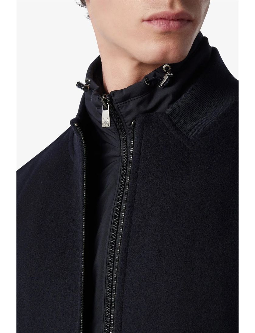 wollen Corneliani jas effen donkerblauw rits