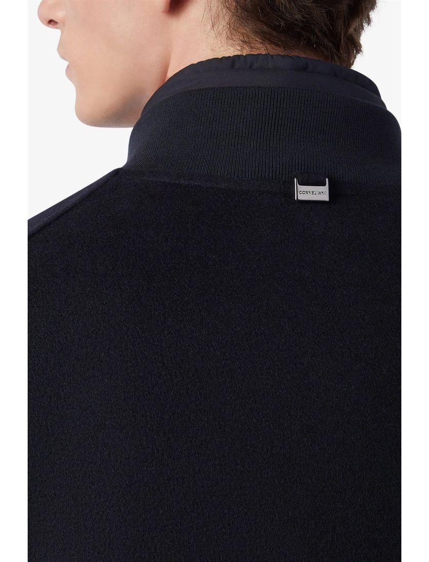 wollen Corneliani jas effen donkerblauw rits