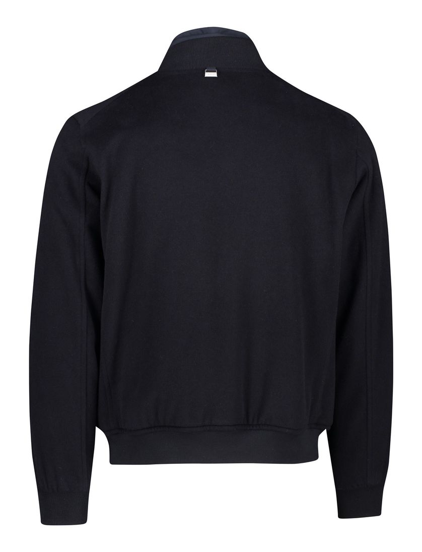 wollen Corneliani jas effen donkerblauw rits