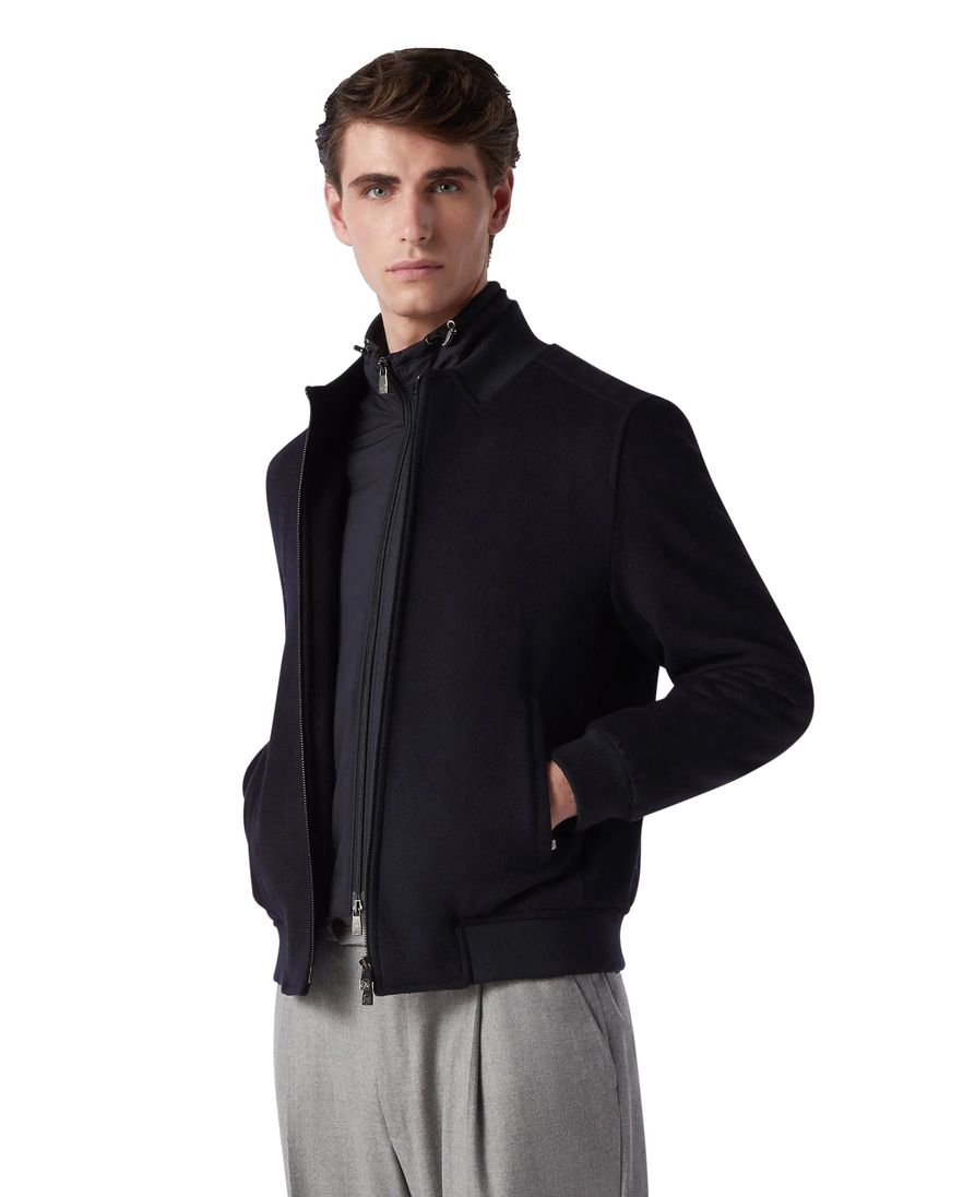 Corneliani jas effen donkerblauw rits normale fit