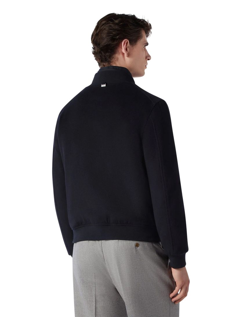 wollen Corneliani jas effen donkerblauw rits