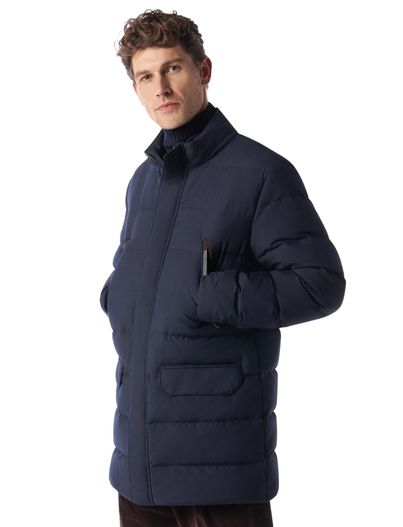 Corneliani Corneliani winterjas effen donkerblauw waterdicht