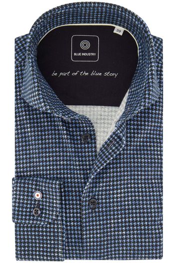 Blue Industry Blue Industry overhemd blauw geprint cut away