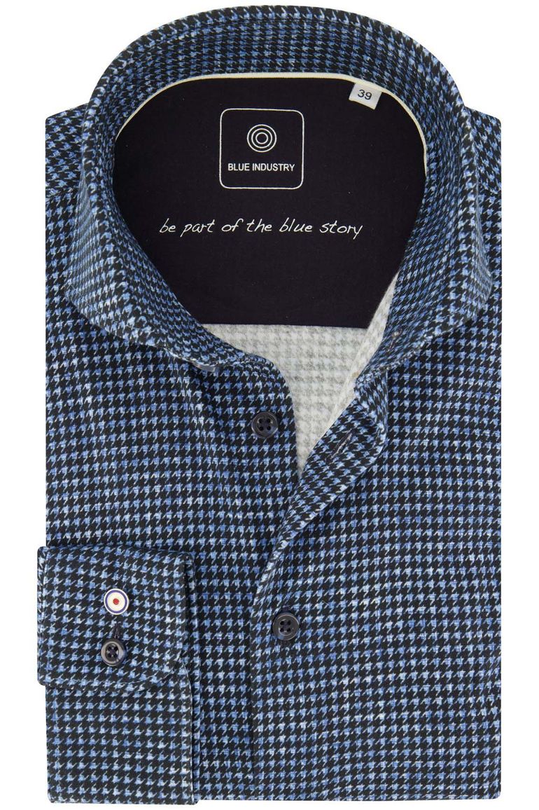 Blue Industry overhemd blauw geprint cut away
