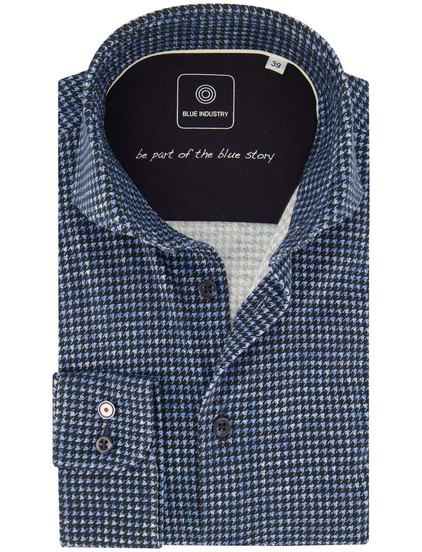Blue Industry overhemd Slim Fit blauw geprint