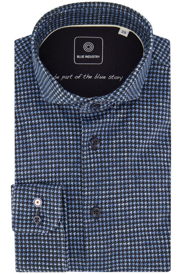 Blue Industry overhemd blauw geprint cut away