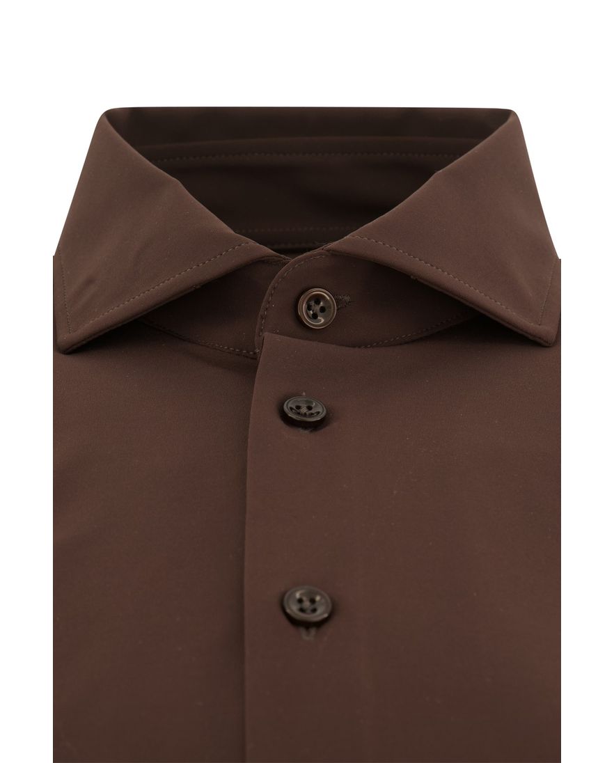 Blue Industry overhemd bruin effen stretch Slim Fit