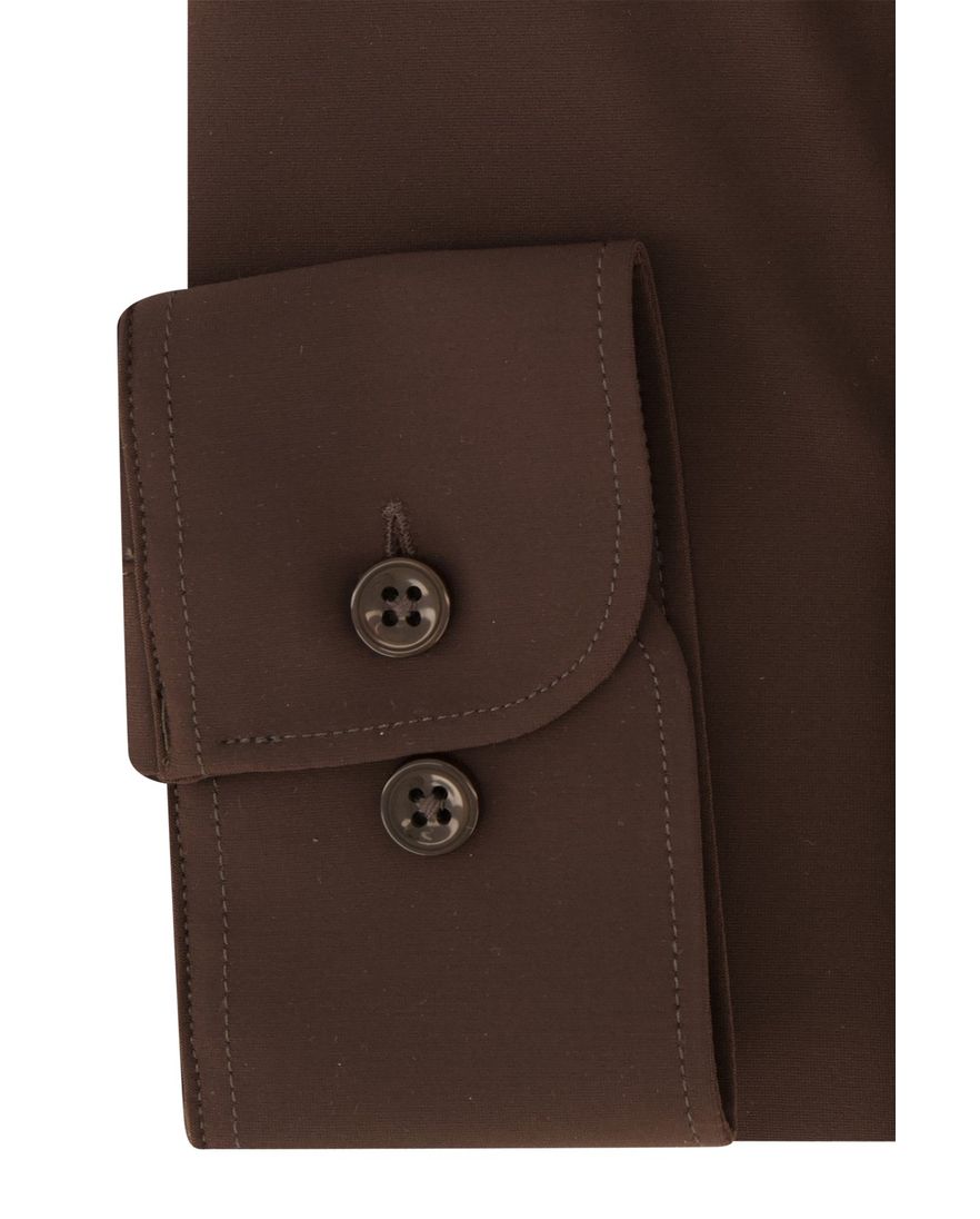 Blue Industry overhemd bruin effen stretch Slim Fit