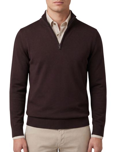 Blue Industry Blue Industry trui bruin half zip