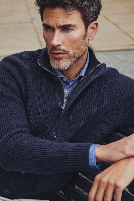 vest Blue industry effen donkerblauw knopen