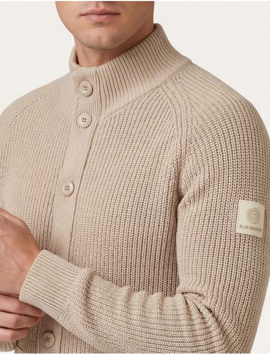 Blue Industry vest met knopen beige