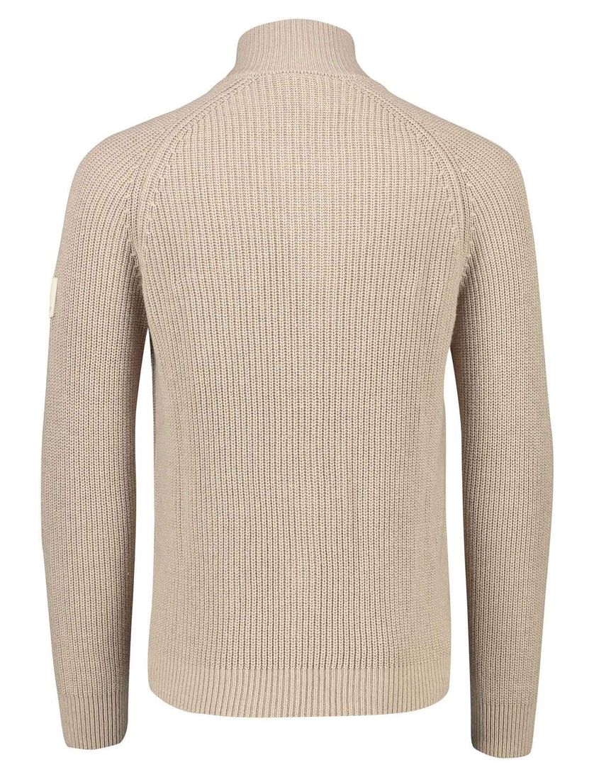 Blue Industry vest met knopen beige grof gebreid effen