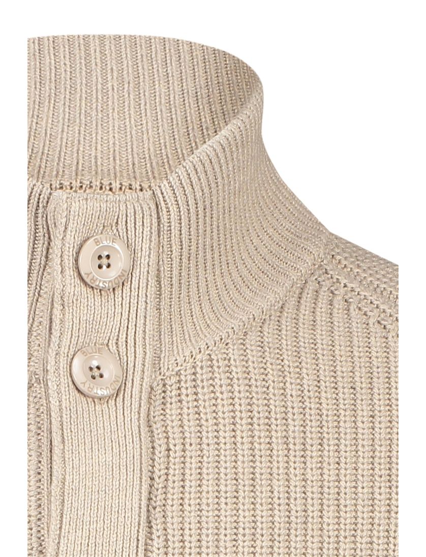 Blue Industry vest met knopen beige grof gebreid effen