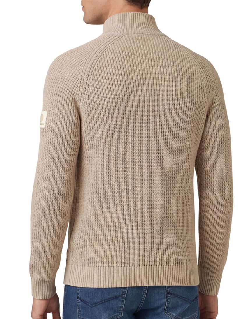 Blue Industry vest met knopen beige grof gebreid effen