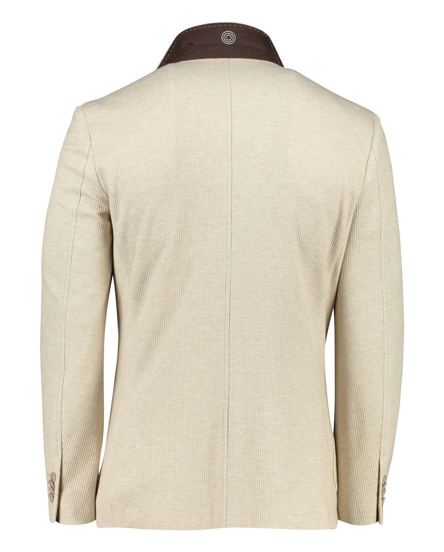 Blue industry colbert beige effen ribstof