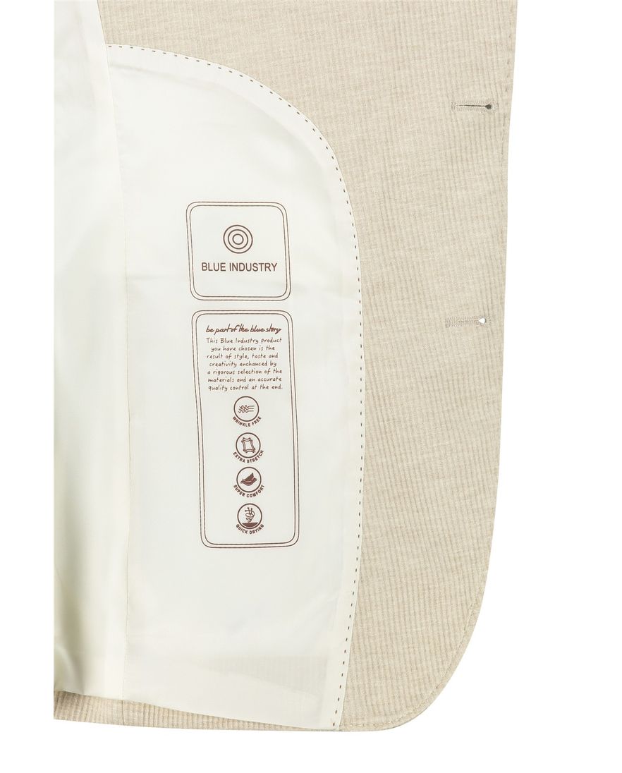 Blue industry colbert beige effen ribstof