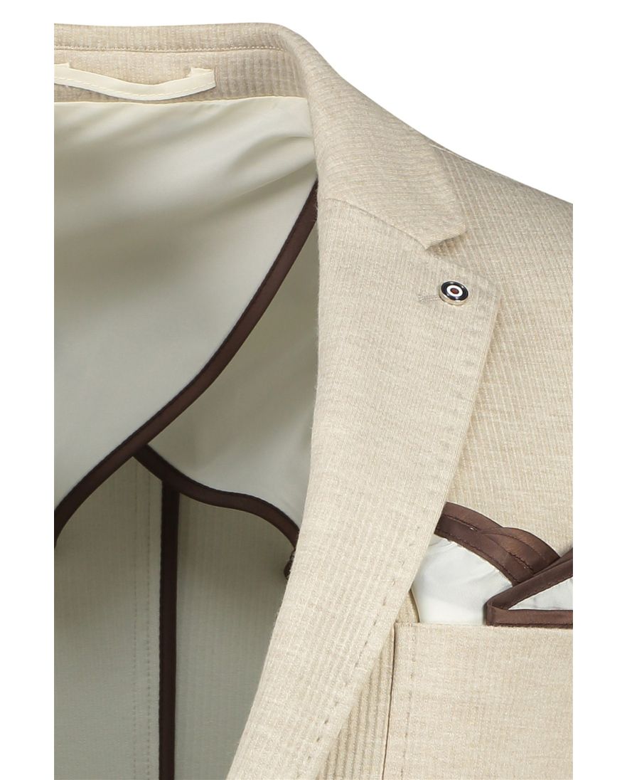 Blue industry colbert beige effen ribstof