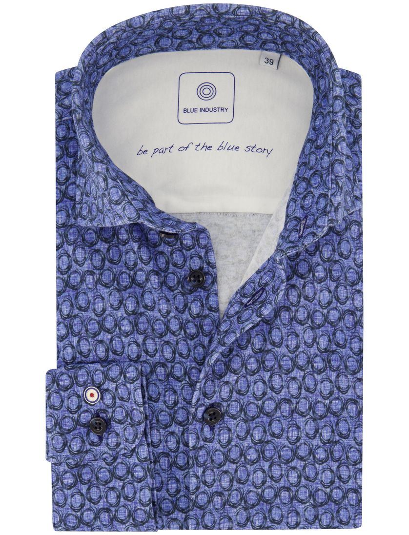 casual overhemd Blue industry blauw print