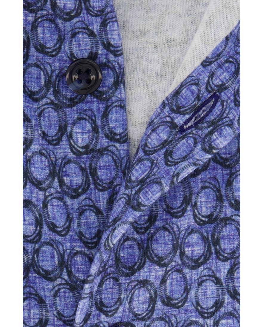 Blue industry casual overhemd blauw print
