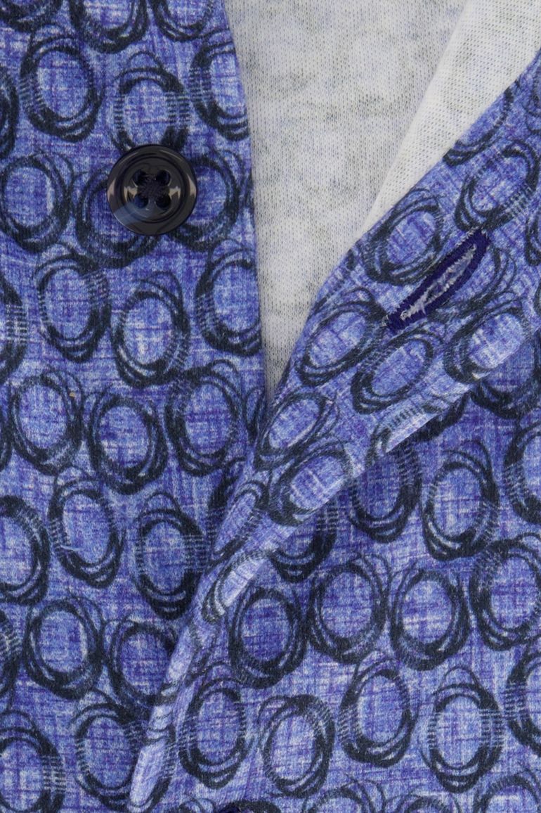 Blue industry casual overhemd blauw print