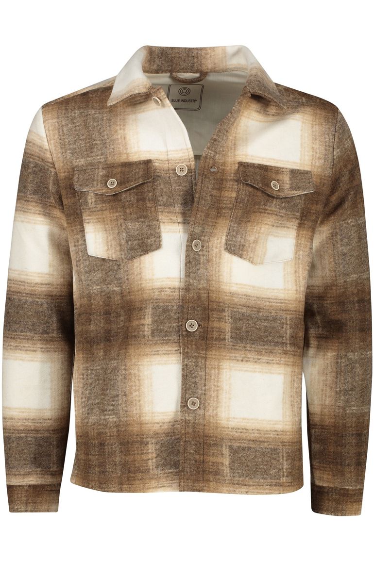 Blue Industry overshirt beige geruit dubbele borstzak