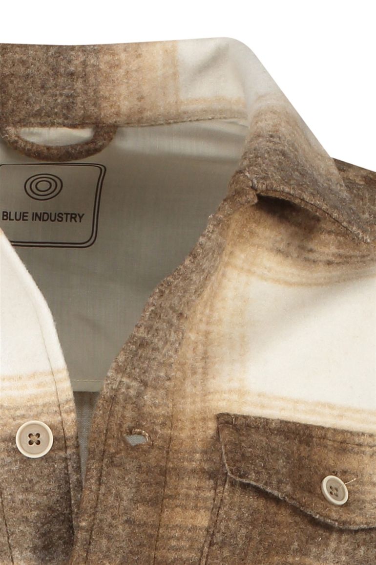 Blue Industry overshirt beige geruit dubbele borstzak