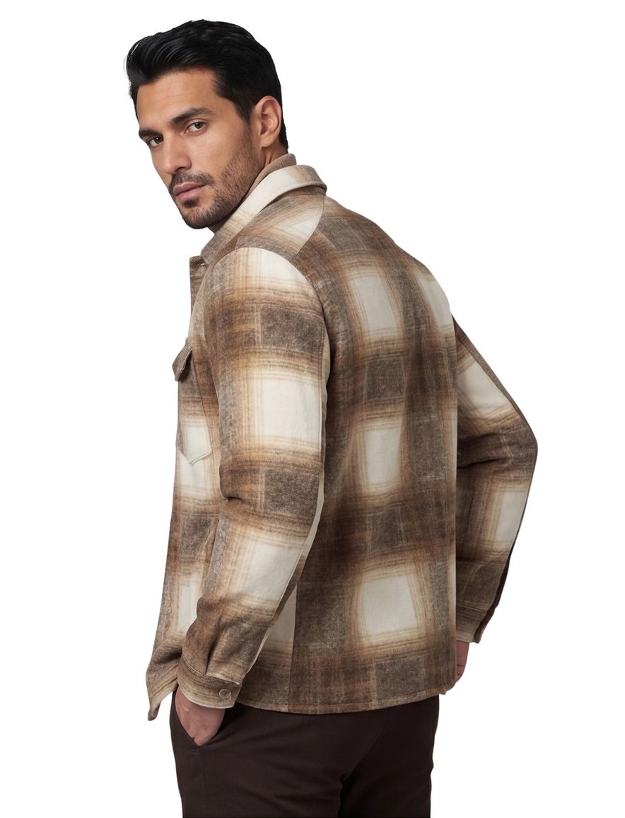 Blue Industry overshirt beige geruit dubbele borstzak