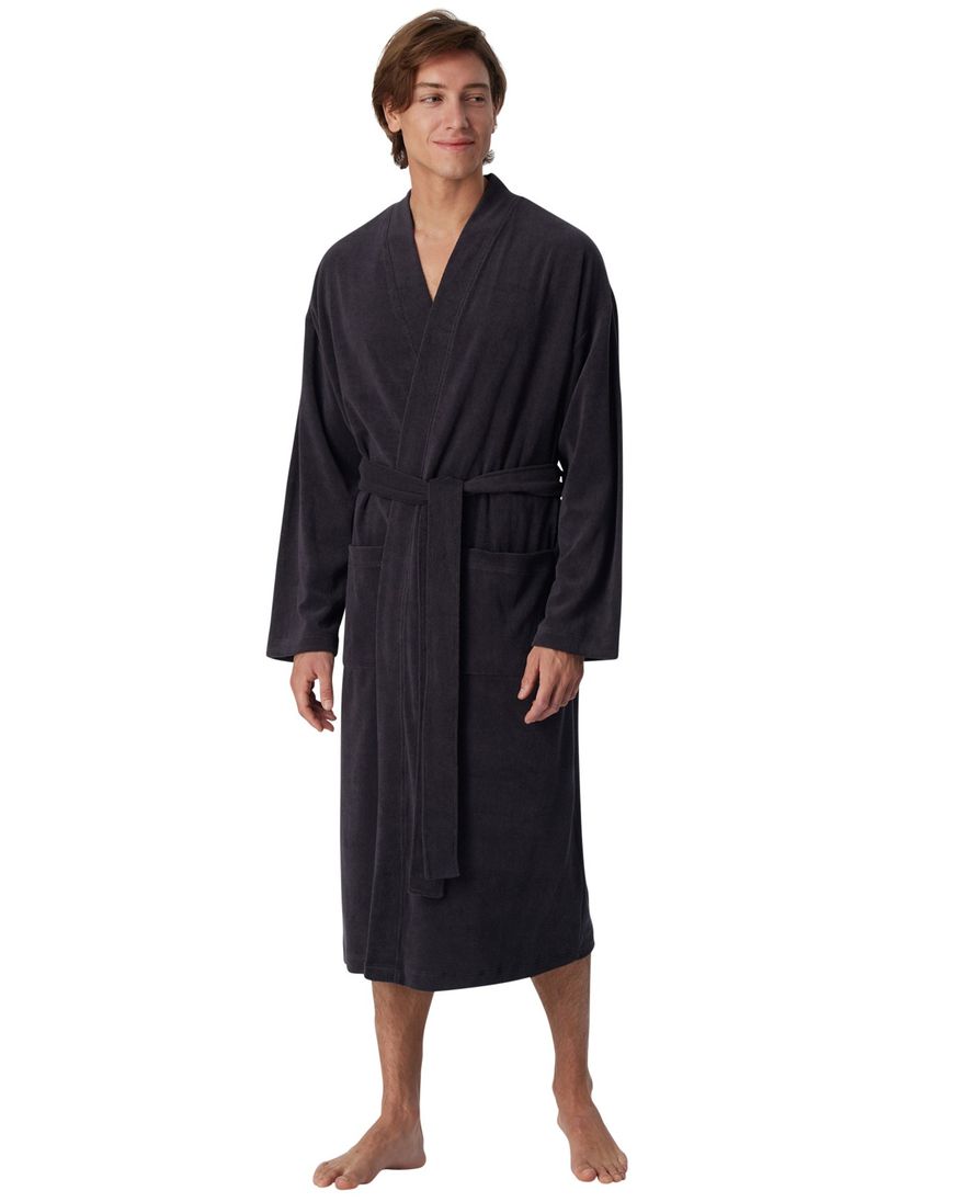 Schiesser badjas effen antraciet