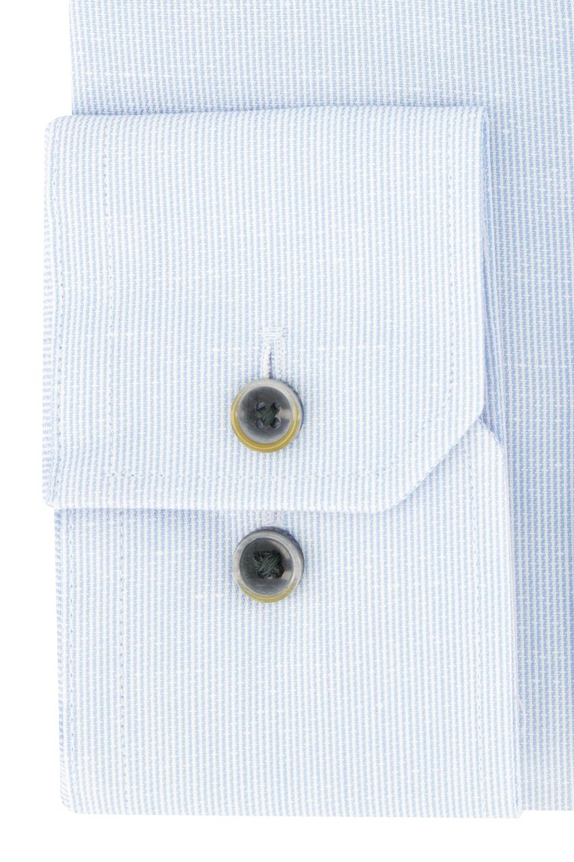 Slim fit katoen en linnen Michaelis overhemd blauw gemêleerd