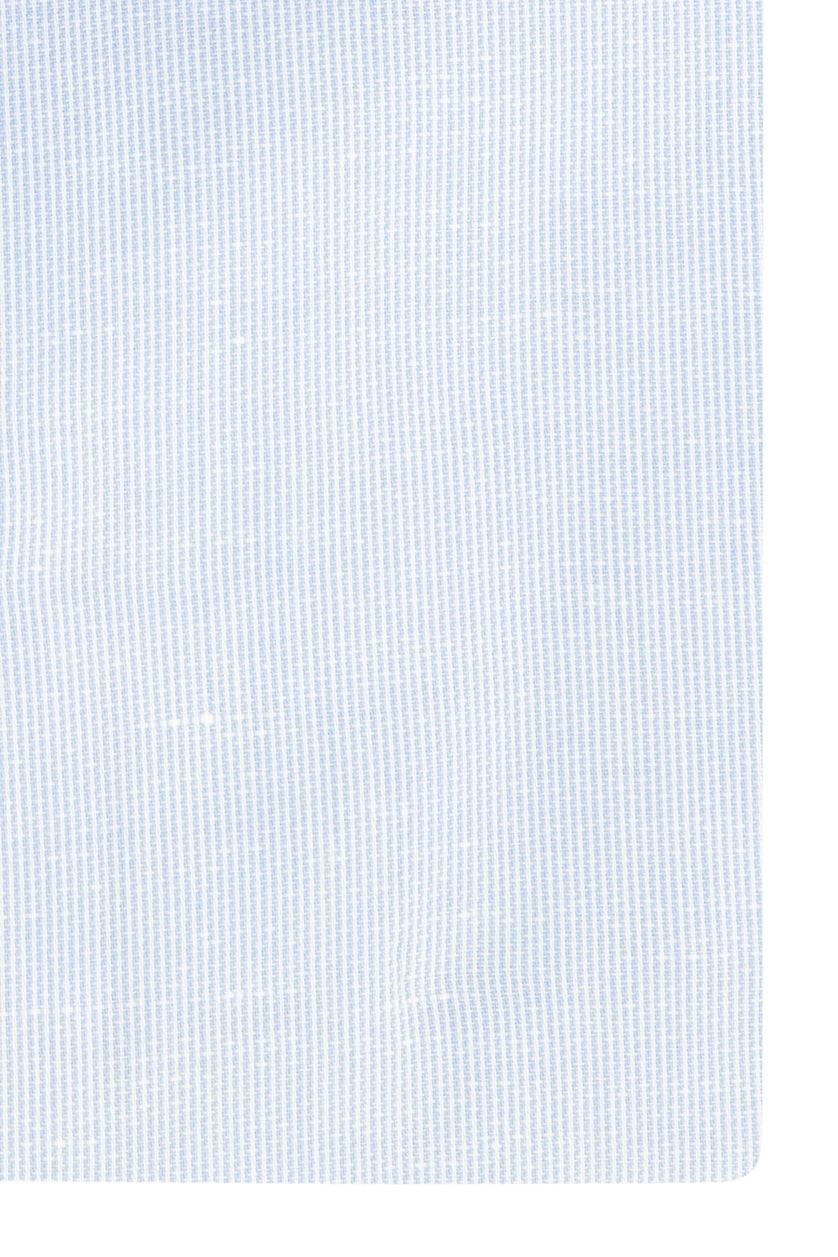 Slim fit katoen en linnen Michaelis overhemd blauw gemêleerd