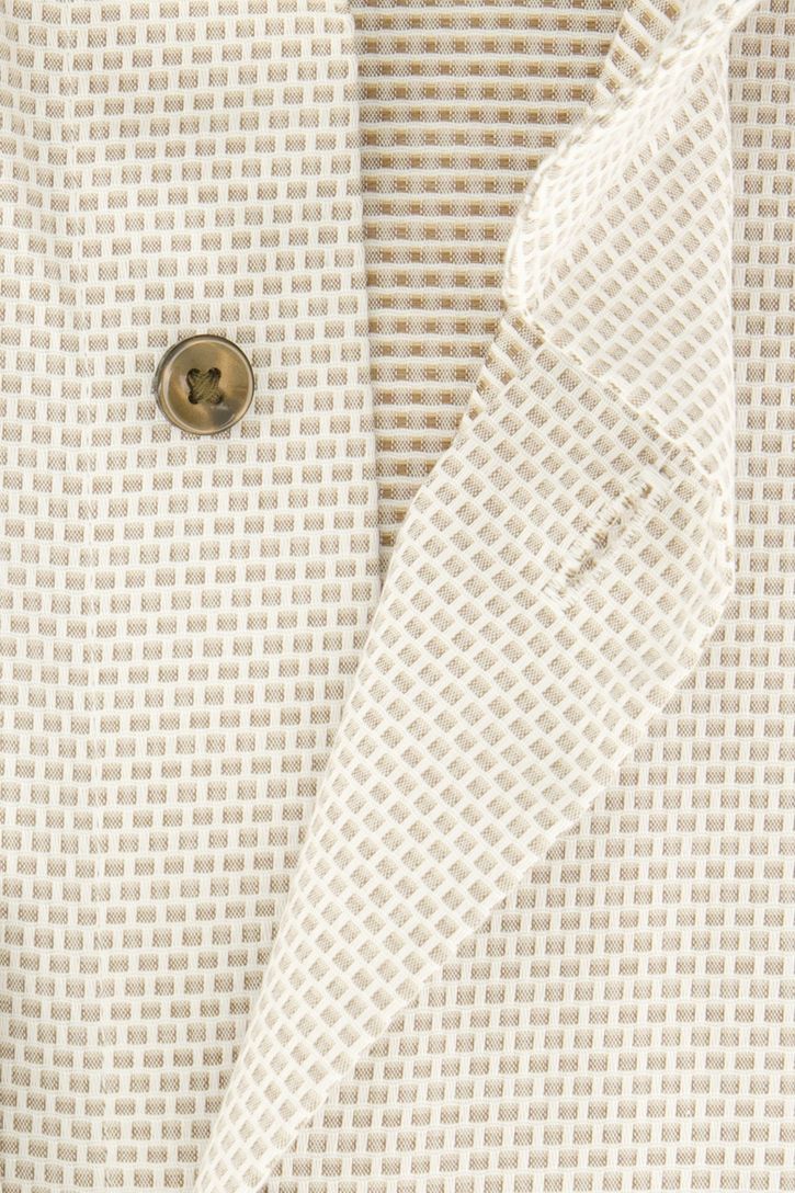 Strijkvrij overhemd katoen beige geprint Michaelis slim fit