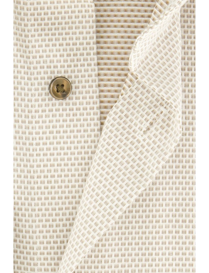 Strijkvrij overhemd katoen beige geprint Michaelis slim fit