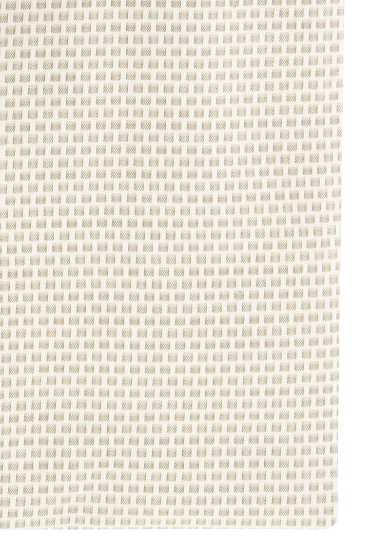 Strijkvrij overhemd katoen beige geprint Michaelis slim fit