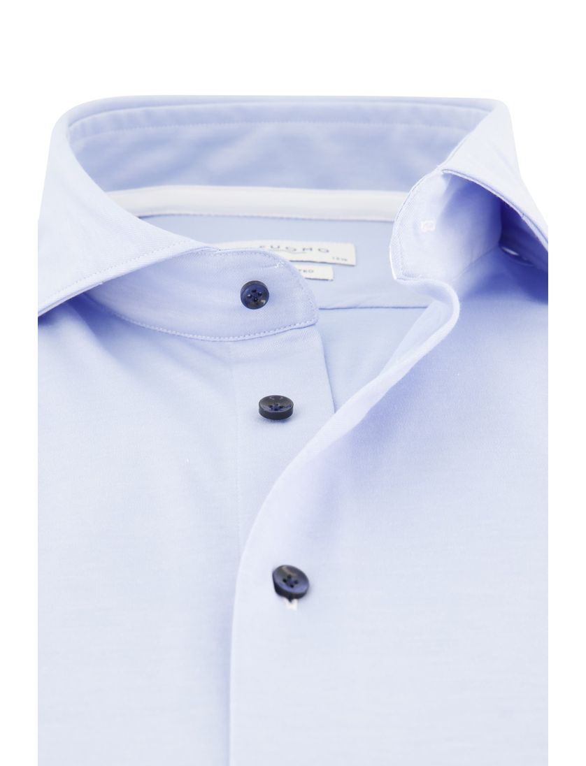 Overhemd Japanese knitted Profuomo lichtblauw katoen