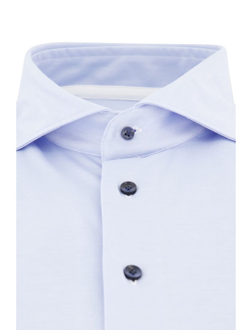 Overhemd Japanese knitted Profuomo lichtblauw katoen